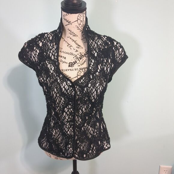 cartise lace top vintage black floral y2k 4 - Picture 1 of 6